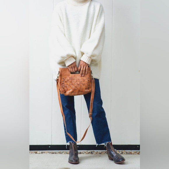Bed Stu Handbags - Bed Stu Orchid Woven Leather Versatile Crossbody Bag Tan Brown Leather